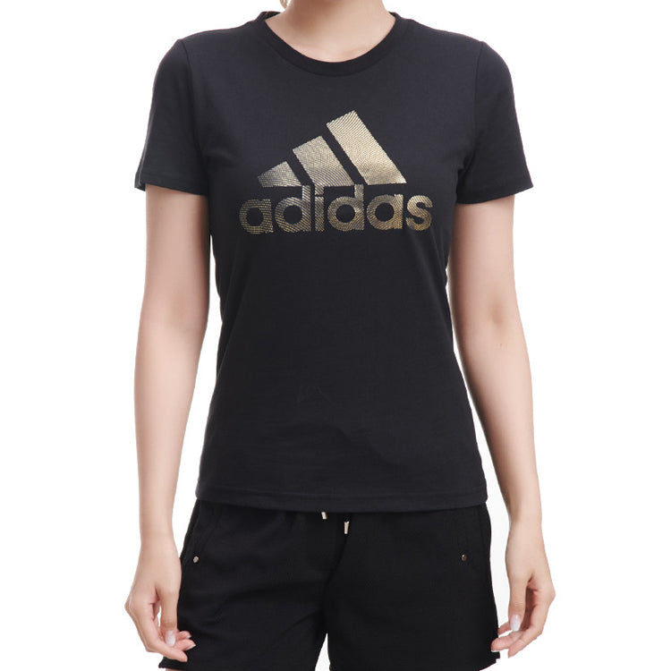 (WMNS) adidas Foil t-shirt Sports Stylish Round Neck Short Sleeve Black DW5723