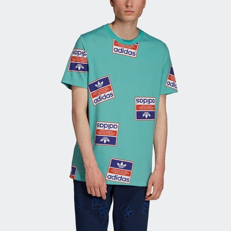 adidas originals Printing Round Neck Short Sleeve Green DV2073