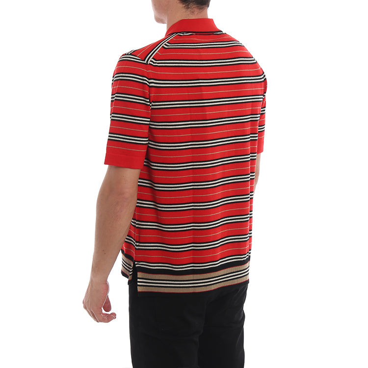 Burberry FW21 Stripe Wool Knit Polo Male Red 80092231