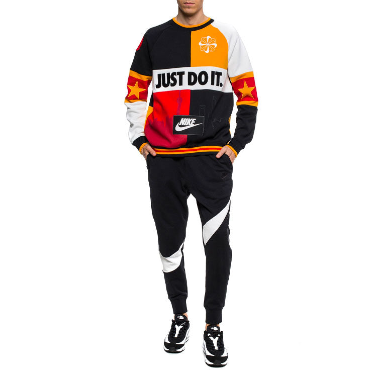 Nike Contrasting Colors Embroidered Pattern Round Neck Sports Pullover AR1898-010