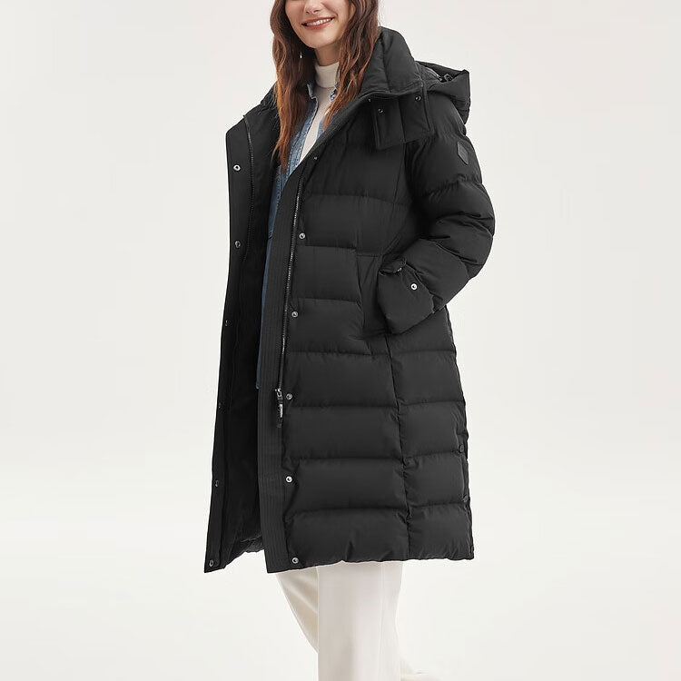 (WMNS) Skechers Hooded Down Jacket 'Black' L423W061-0018