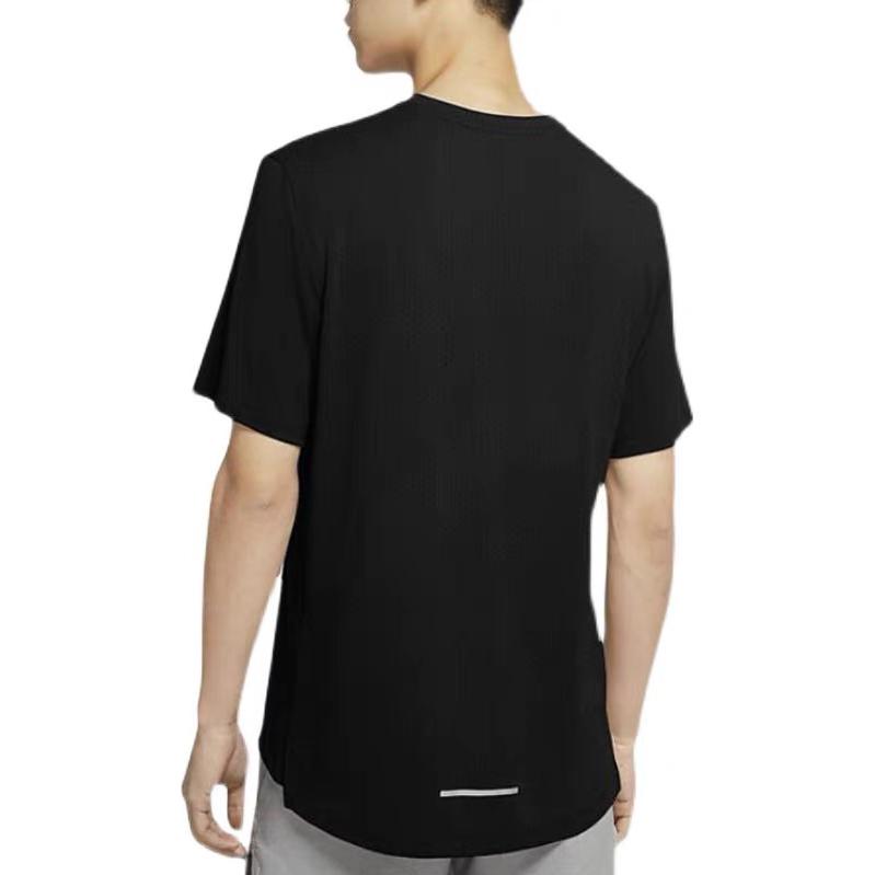 Men's Nike Alphabet Logo Quick Dry Reflective Running Training Short Sleeve Black T-Shirt DD1586-010