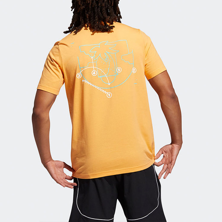 adidas Iso Tee Basketball Sports Printing Round Neck Short Sleeve Orange Yellow GQ8382
