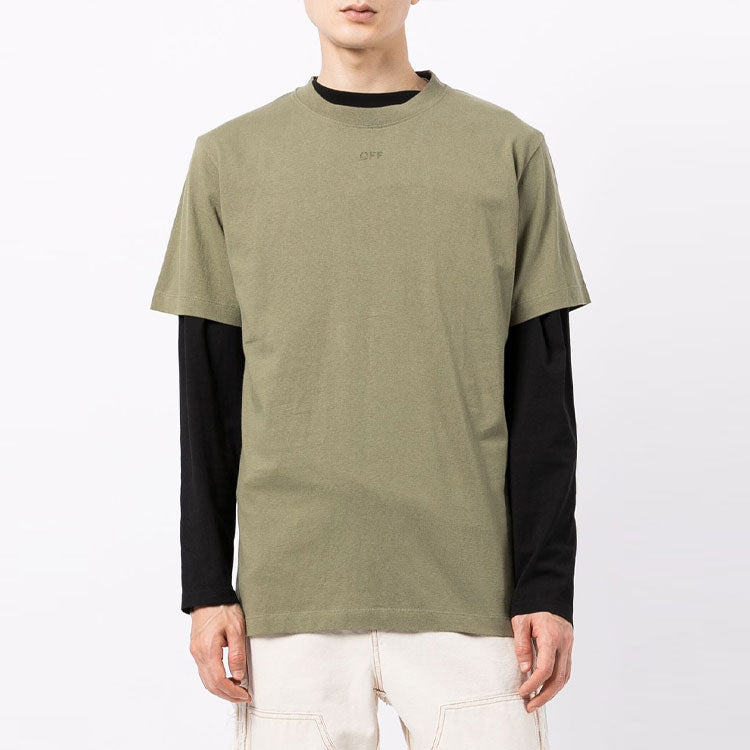 Off-White FW21 Logo Arrow Pattern Round Neck Short Sleeve Ordinary Version Green OMAA027F21JER0075555