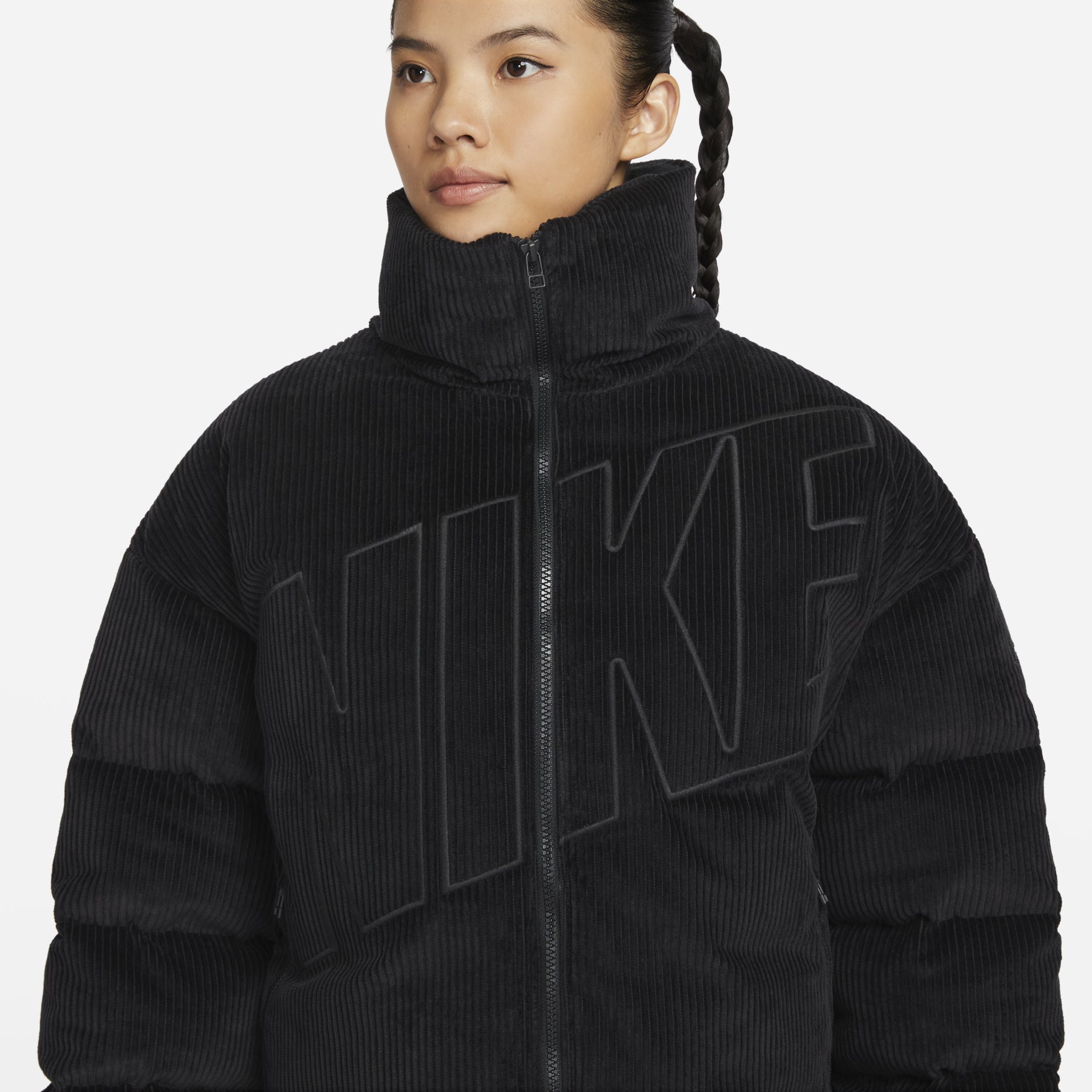 (WMNS) Nike Sportswear Essential Therma-FIT Oversize Corduroy Down Jacket 'Black' FD8214-010