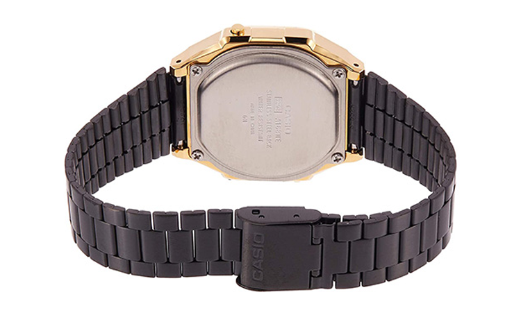 CASIO Standard Vintage Black/Golden Waterproof Mens BlackGold Digital A168WEGB-1B
