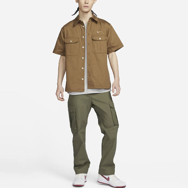 Nike SB Short Sleeve Woven Skate Button Up Shirt 'Tan' DV9076-270