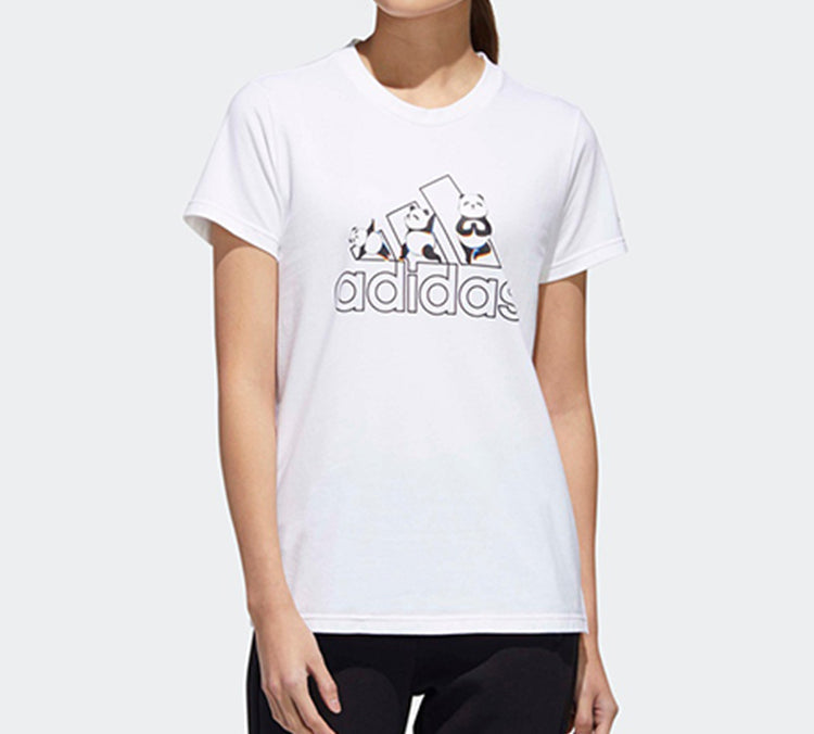 (WMNS) adidas Panda Bos Tee Sports Stylish Short Sleeve t White GL5643