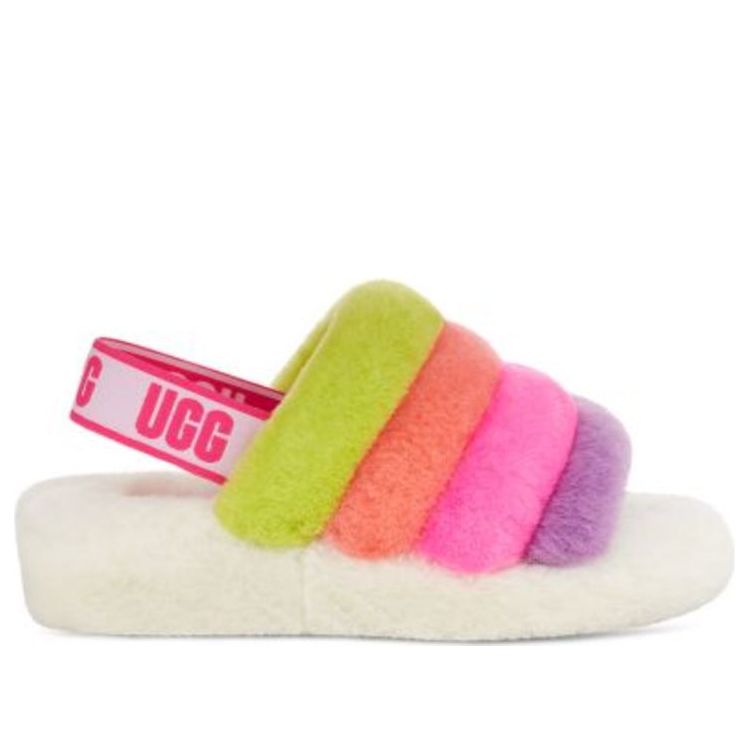 (WMNS) UGG Fluff Yeah Slide 'White Taffy Pink Multi' 1097169-WHM
