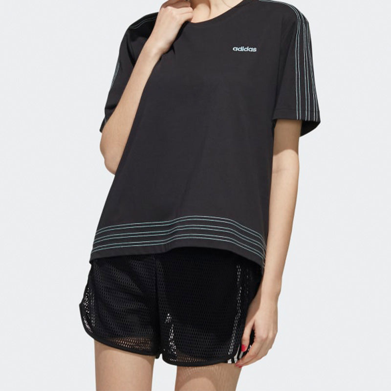 (WMNS) adidas neo AL C TSHIRT Sports Round Neck Short Sleeve Black DW7733