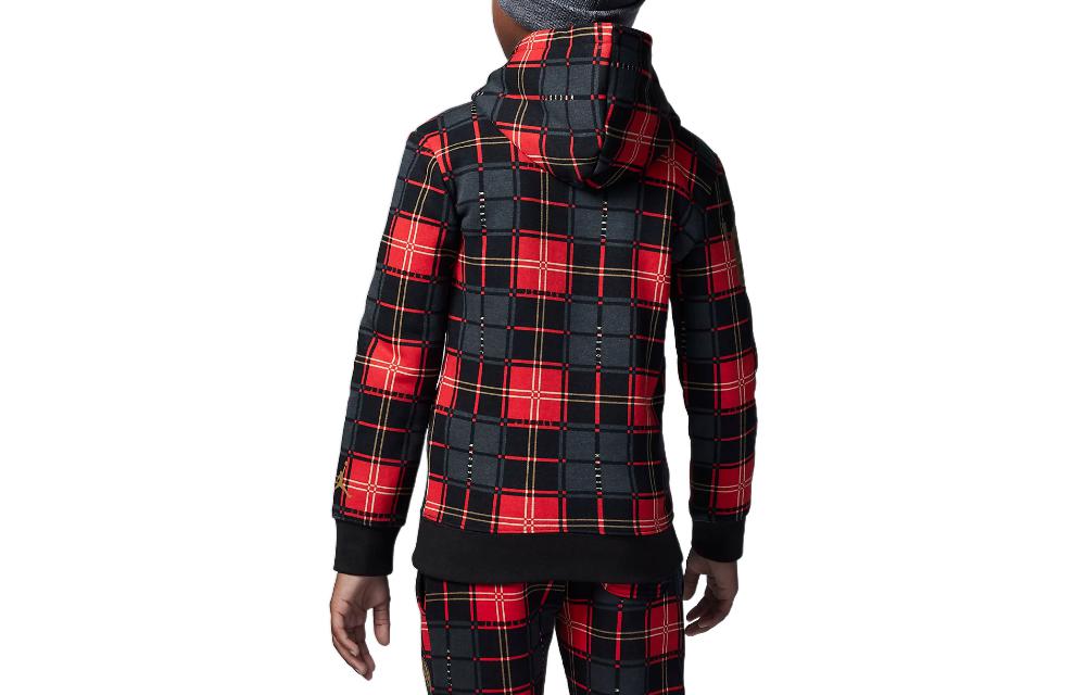 (GS) Air Jordan Plaid Po Hoodie Set 'Red' FB9434-010
