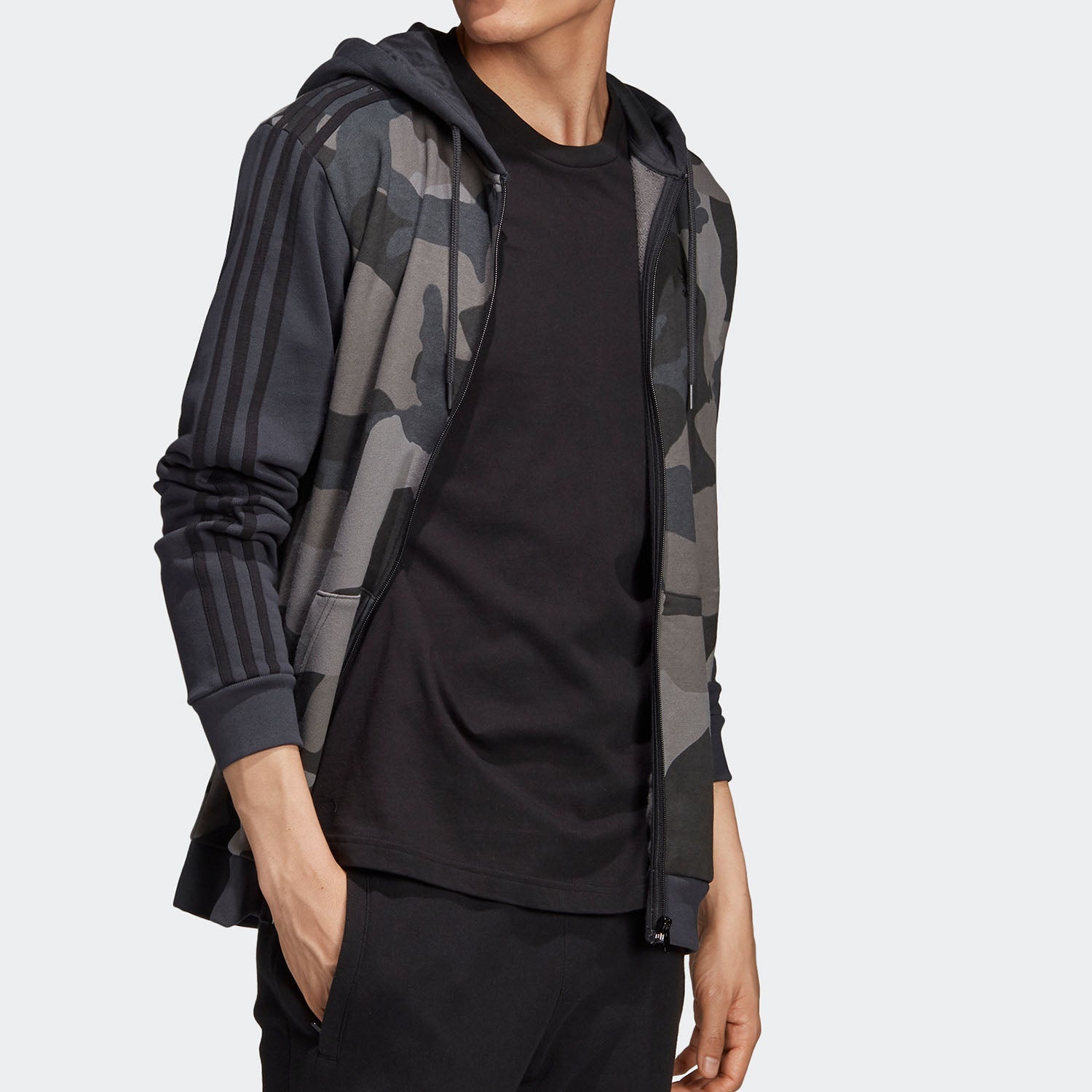 adidas Originals 'Camo' Full Zip Hoodie 'Carbon' ED7073