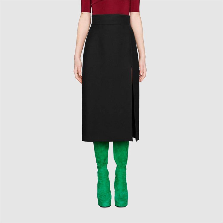 (WMNS) Gucci Wool Silk Skirt 'Black' 623173-ZAD88-1000