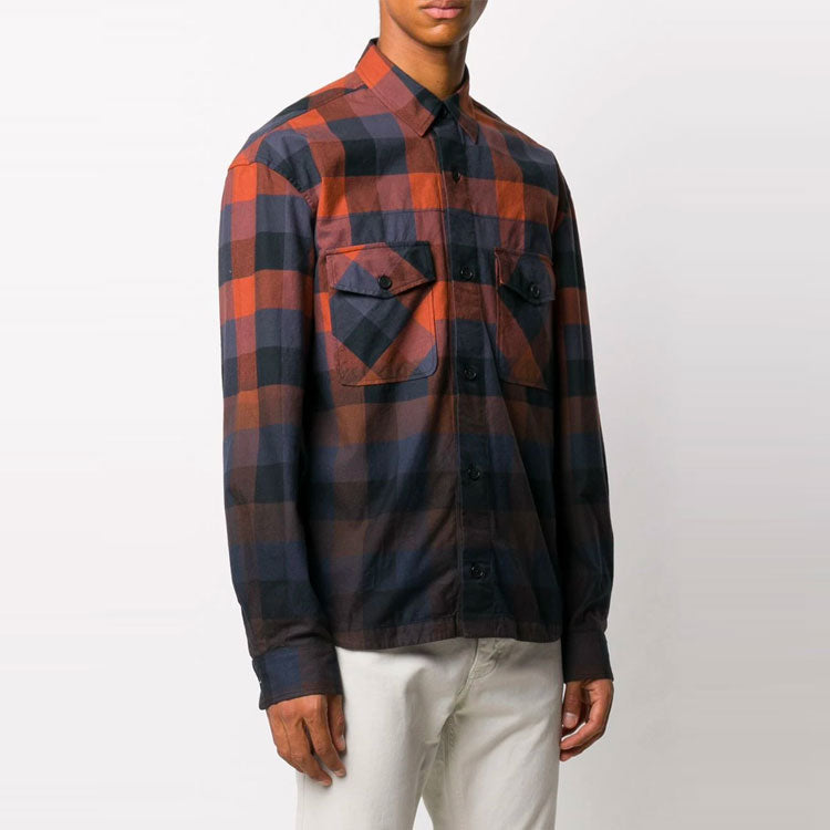 Men's KENZO Plaid Shoulder Drop Long Sleeves Shirt Red FA65CH5001LJ-88