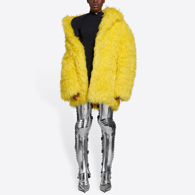 Balenciaga Unisex FW21 Faux Fur Jacket Yellow 663000TKQ077200