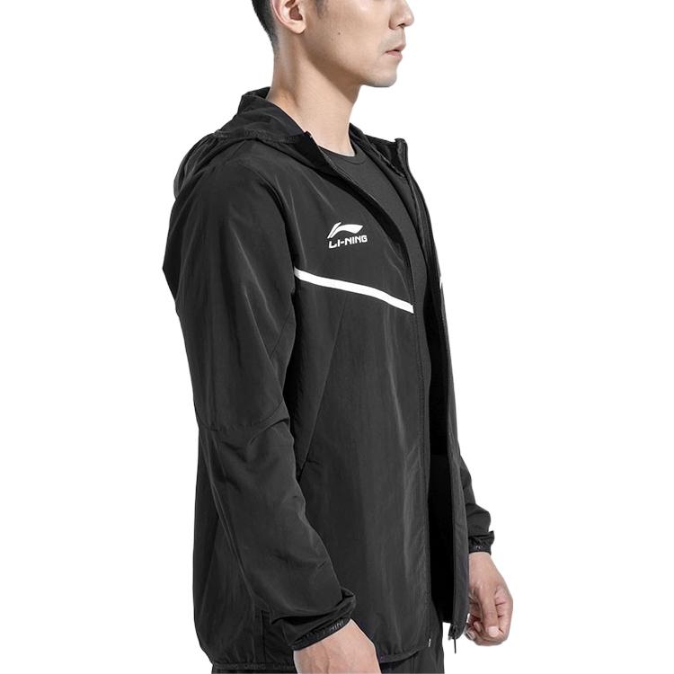 Li-Ning Logo Sports Full Zip Hooded Jacket 'Black' AFDR301-3