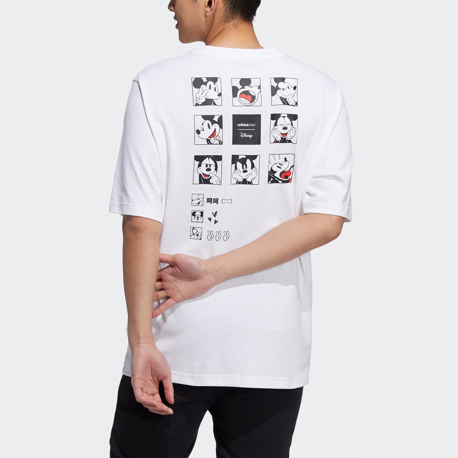 adidas neo Mf Tee 4 Mickey Mouse Pattern Sport Short Sleeves T Shirt Men's White HF0454