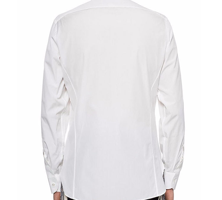 Gucci Flower Cut Silk Poplin Decorative Long Sleeve Shirt For Men White 547230-ZAAET-9000