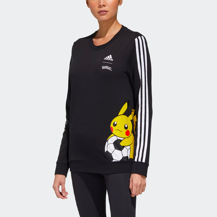 (WMNS) adidas x POKEMON Logo Printing Round-neck Swea Black GD5864