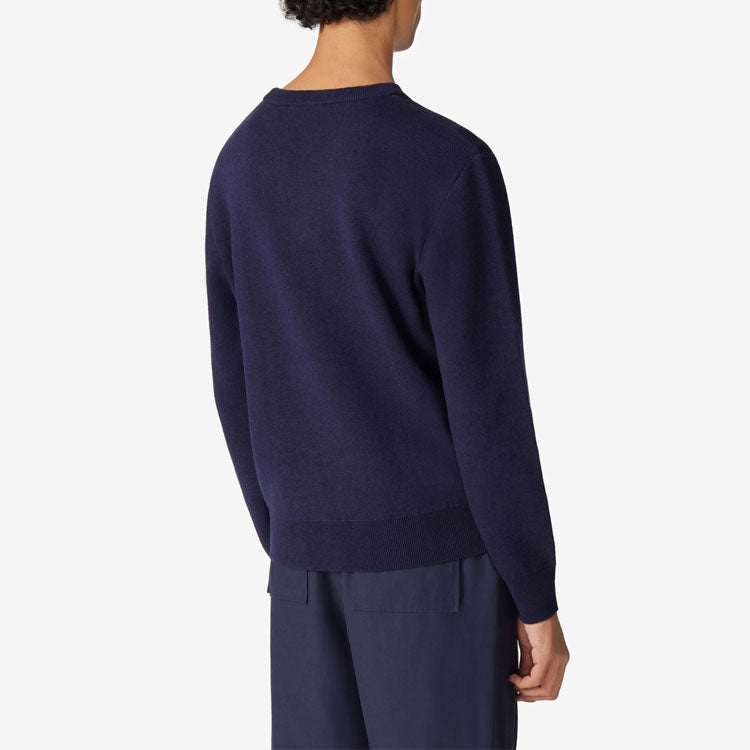 Men's KENZO SS21 Pattern Long Sleeves Round Neck Dark Blue FB55PU5843XA-76