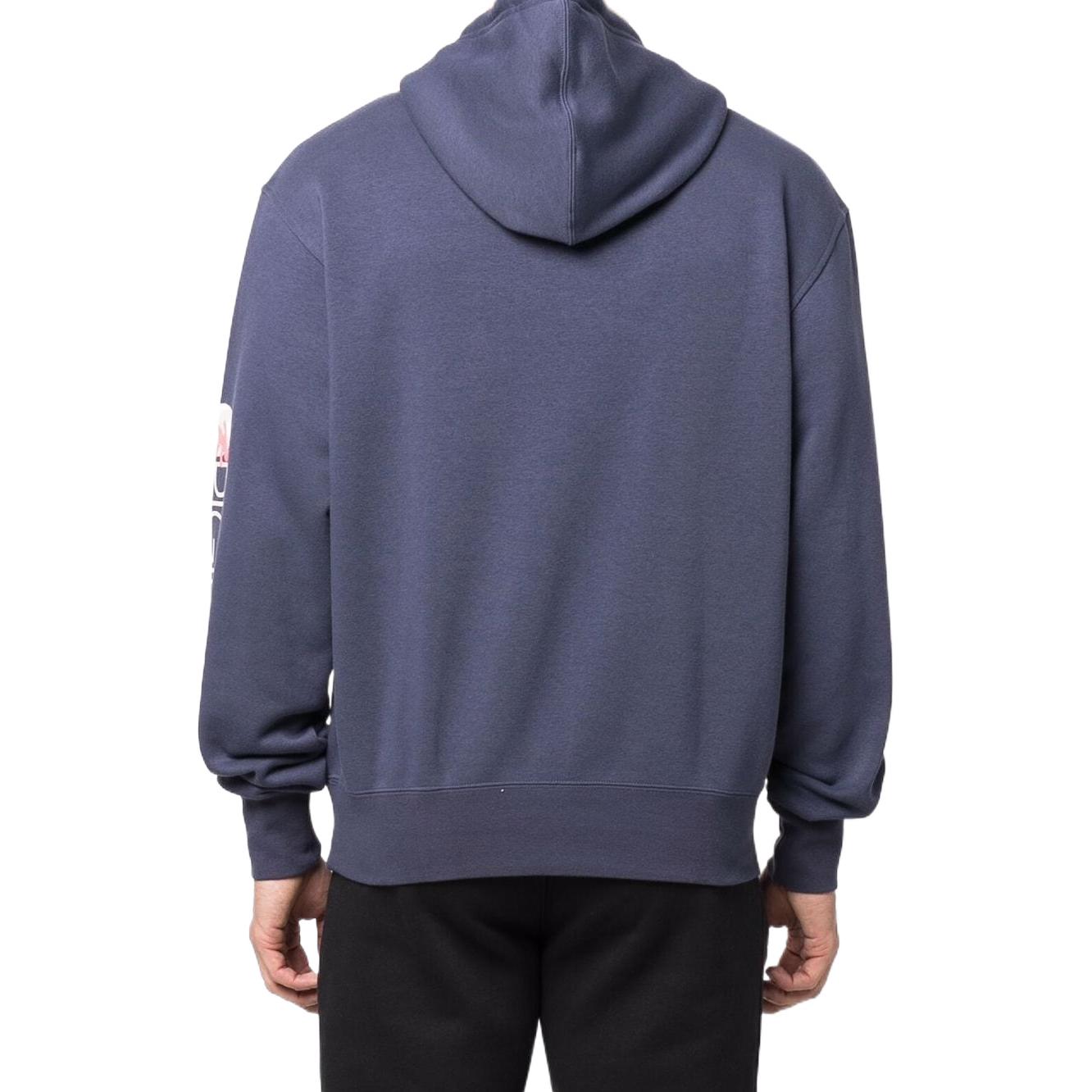 Men's adidas original Logo Printing Kangaroo Pocket Hooded Long Sleeves Blue HC2122