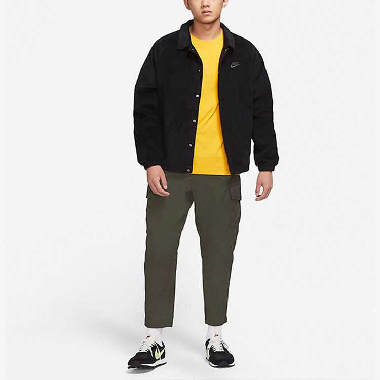 Men's Nike Stack logo Casual Corduroy Jacket Autumn Black DO2323-010