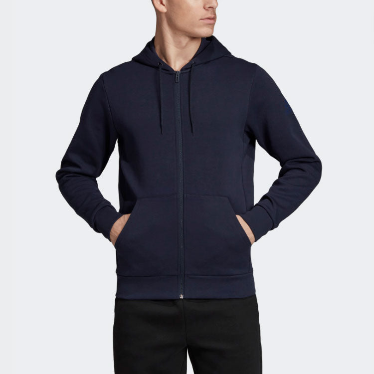 adidas Solid Color Sports Hooded Jacket Blue EB5271