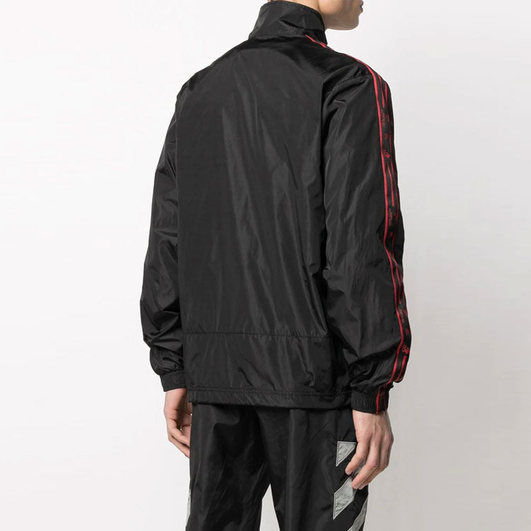 Off-White SS21 Solid Color Logo Printing Zipper Sports Jacket Black OMBD022R21FAB0021001