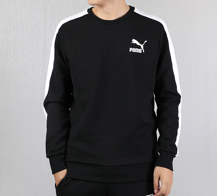 PUMA Iconic T7 Crew Fl Fleece Lined Round Neck Black 595913-01