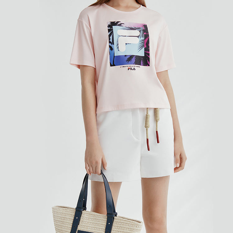 (WMNS) FILA Printing Short Sleeve Pink T-Shirt F11W028137F-PK