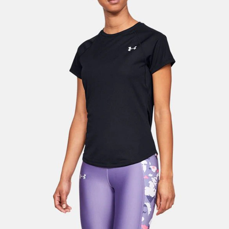 (WMNS) Under Armour Running Sports Short Sleeve Black 1326462-001