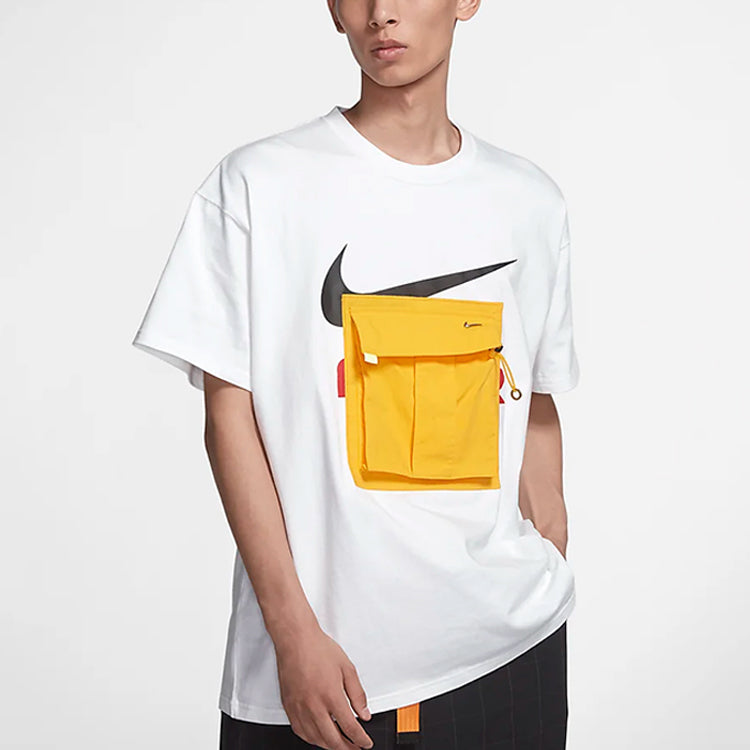 Nike Pocket Large logo Athleisure Casual Sports Short Sleeve White CD6370-100