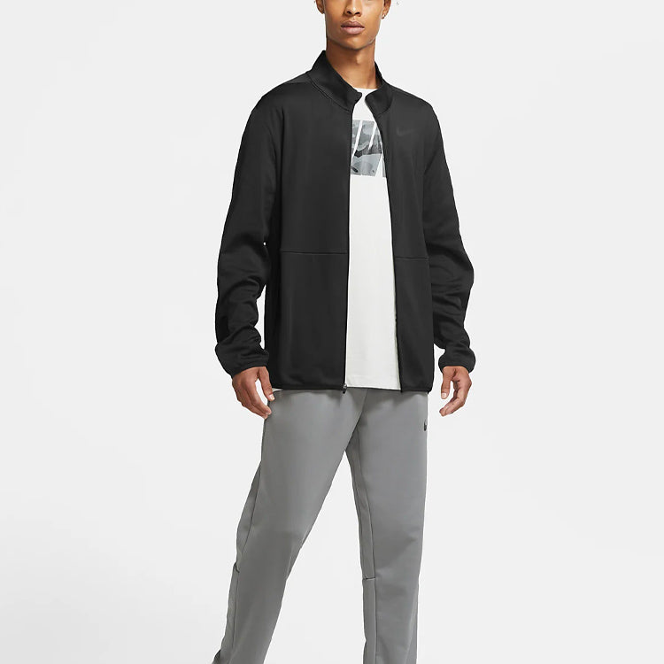 Nike DRI-FIT logo Colorblock Stand Collar Knit Training Jacket Black CU4948-010