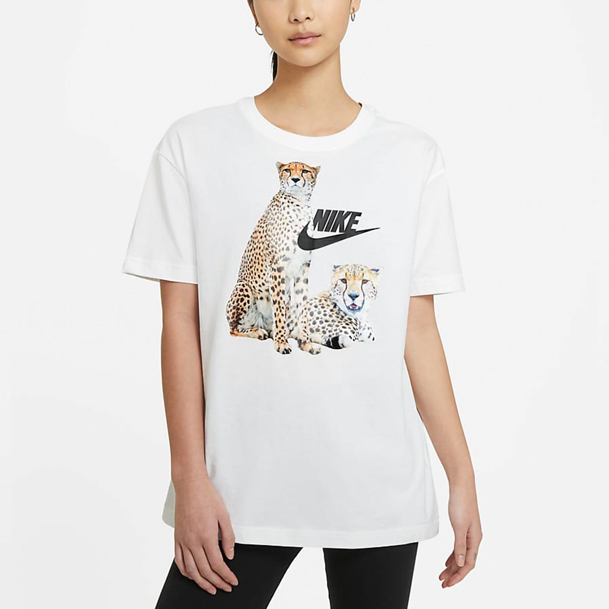 (WMNS) Nike animal Logo Cartoon Printing Sports Short Sleeve White DD1486-100