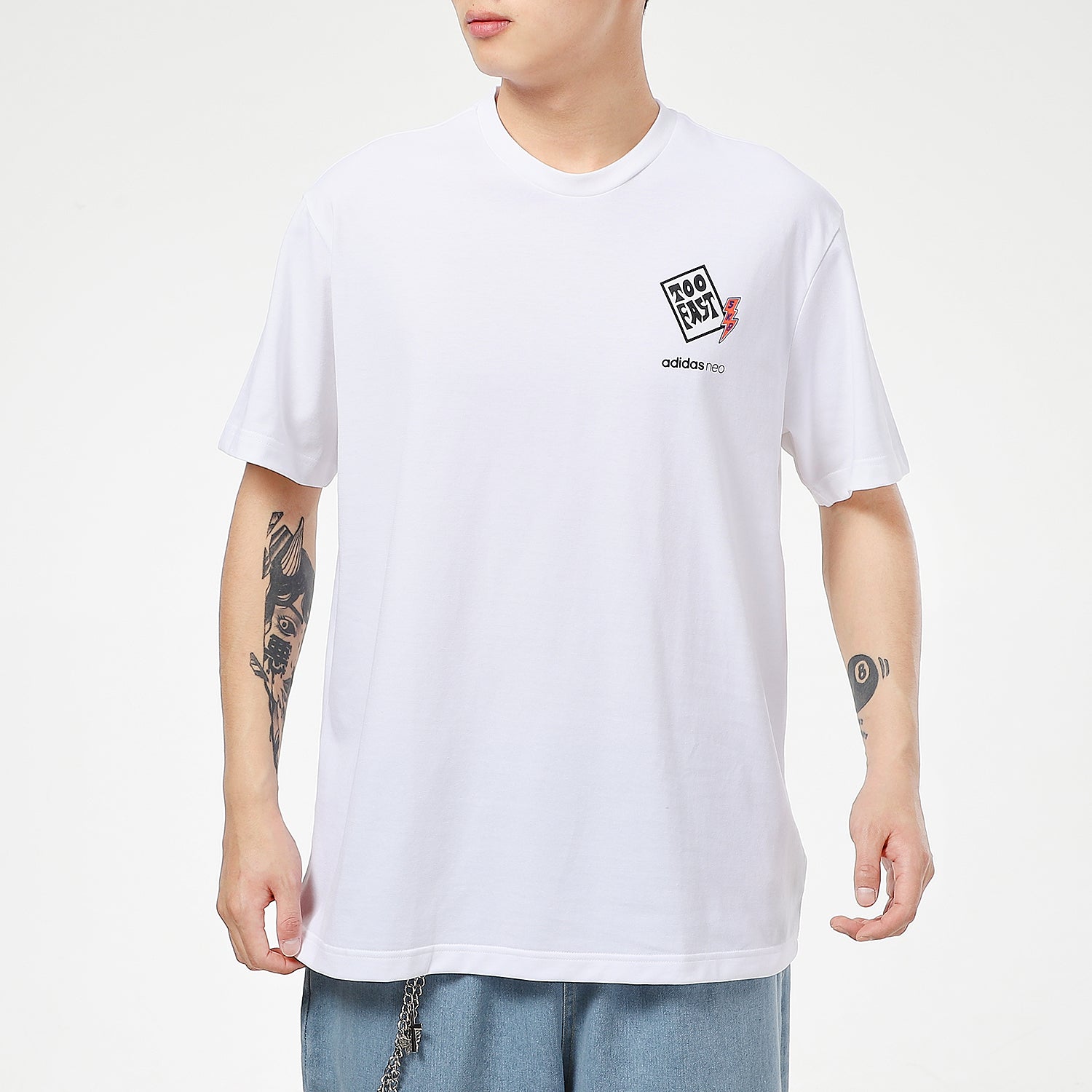 adidas neo Logo Printing Sports Short Sleeve White GP4810