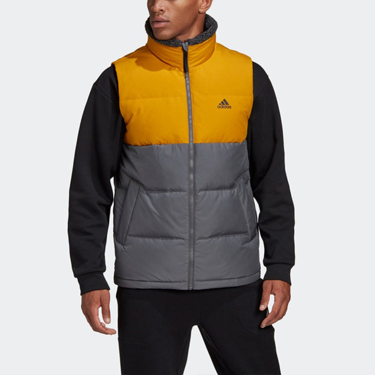 adidas Down Vest Outdoor protection against cold Stay Warm Stand Collar Sports Yellow Black Colorblock GE9996