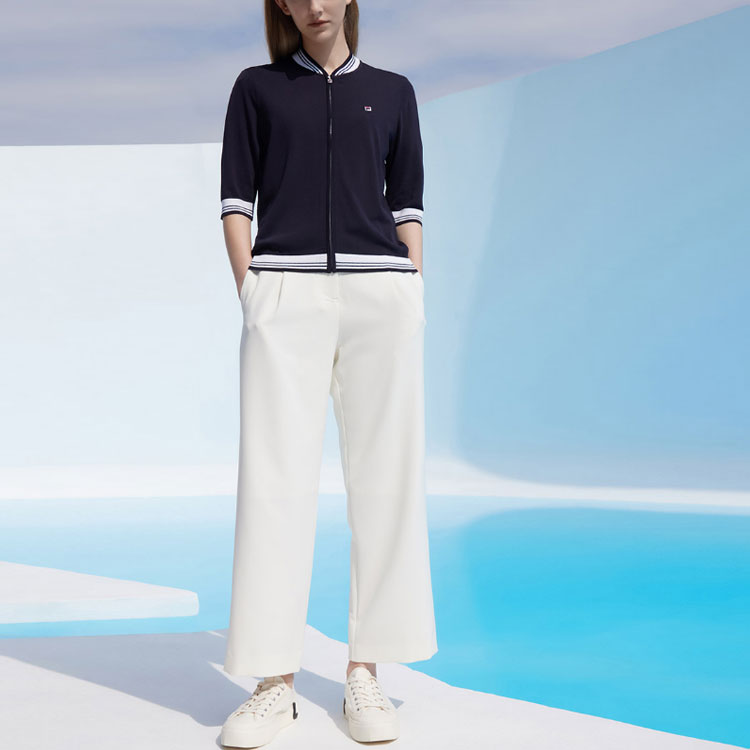 (WMNS) FILA Straight Slim Fit Casual Business Pants White F11W122802F-WT