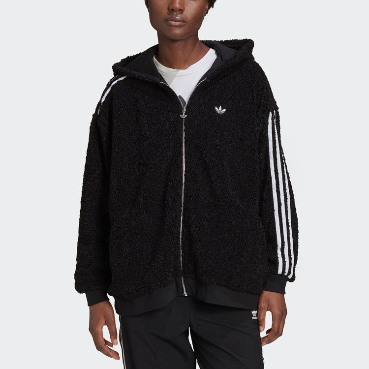 (WMNS) adidas originals Full Zip Hooded Jacket Black FU3825