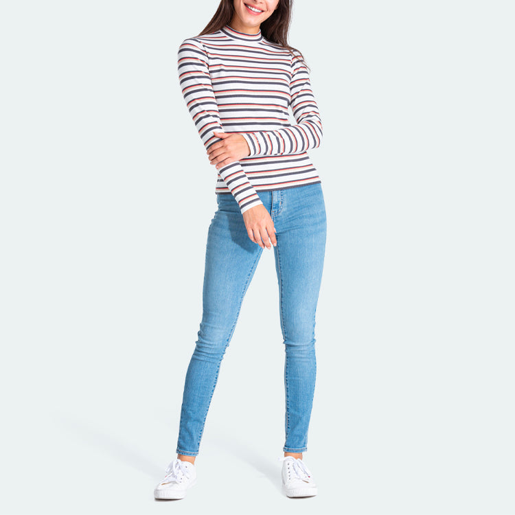 Levis Half Turtleneck Stripe Design Long Sleeves Multicolor Stripe T-Shirt 85374-0000