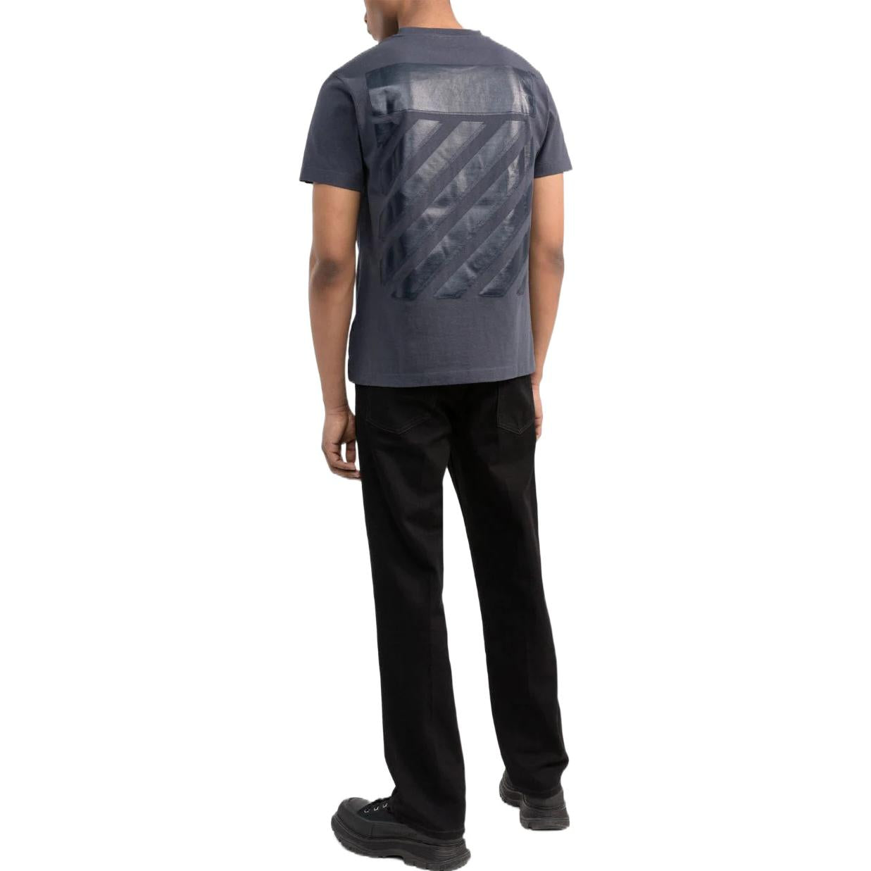Off-White SS22 Diag Back Printing Round Neck Short Sleeve Ordinary Version Blue OMAA027S22JER0044646