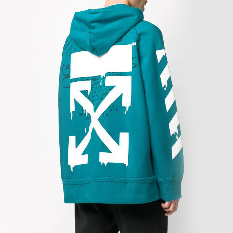 Off-White Drop of Water Arrow Hooded Sweater Men's Ocean Blue OMBB057R20E300053910