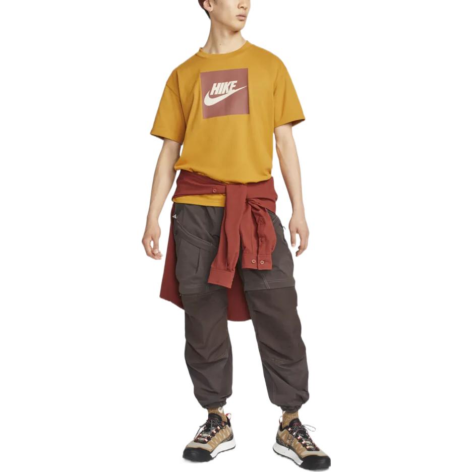 Men's Nike Logo Printing Round Neck Pullover Short Sleeve Yellow T-Shirt DR7756-727