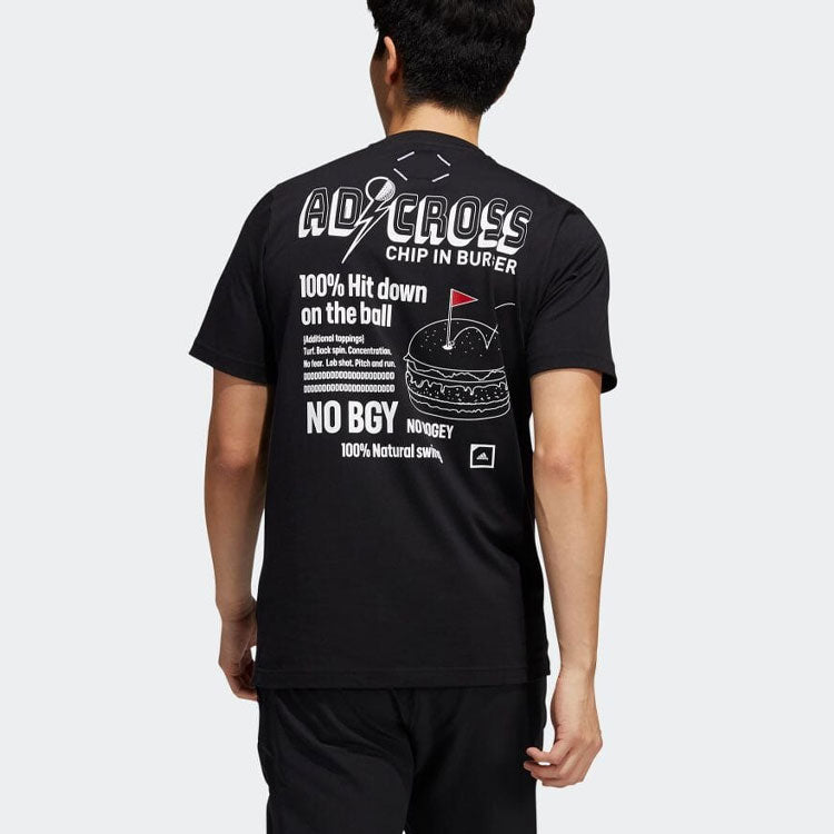 Men's adidas Casual Alphabet Printing Round Neck Pullover Short Sleeve Black T-Shirt GR5419