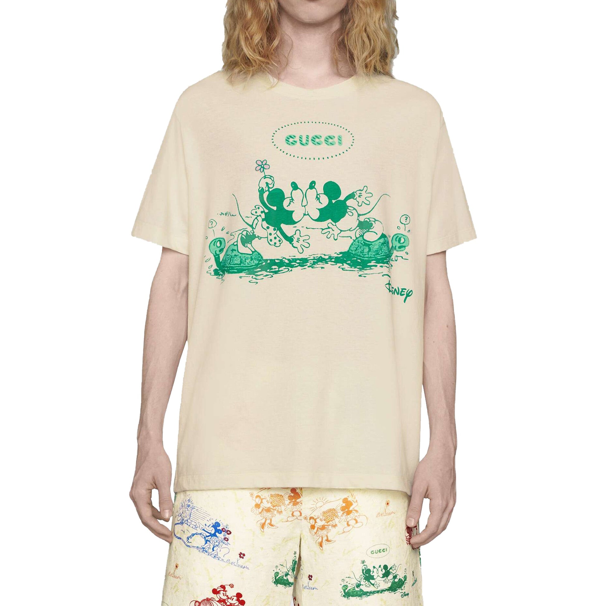 Gucci x Disney Mickey Minnie Cartoon Pattern Letter Short-Sleeved For Men White 604176-XJB6U-9901