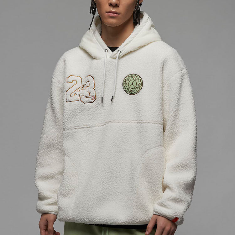 Air Jordan Year Of The Rabbit CNY Series Polar Fleece Drawstring Hoodie Men's White FB1451-108