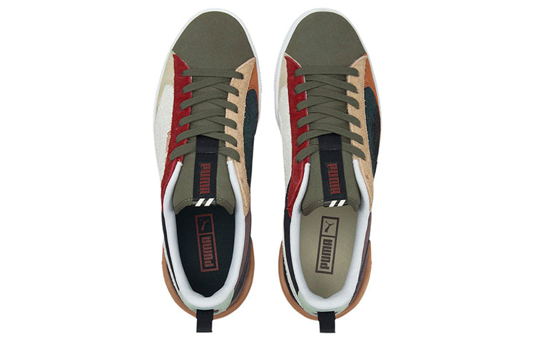 PUMA Suede Bloc Wtformstrip Leisure Shoes Green/Red/Beige 381184-02