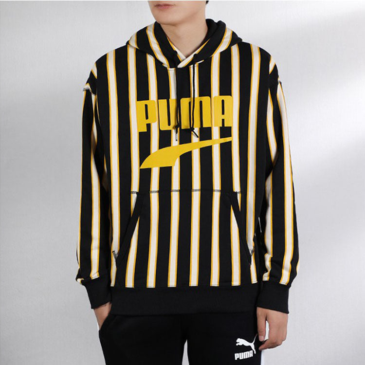 PUMA Striped Hoodie 'Black Yellow White' 596004-01