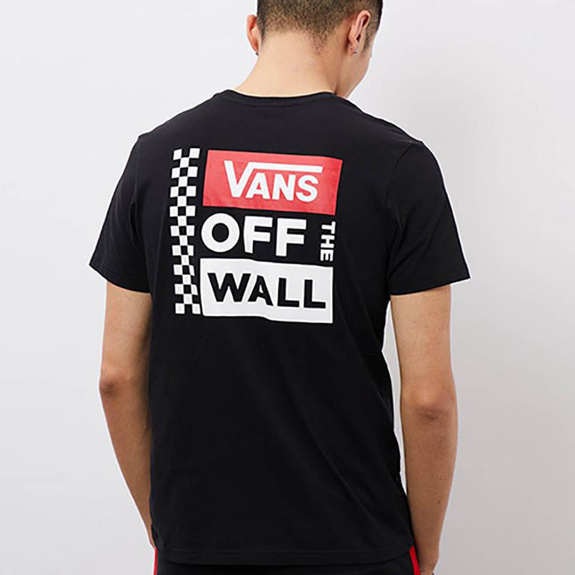Vans Grid Alphabet Printing Short Sleeve Couple Style Black VN0A3TY4BLK