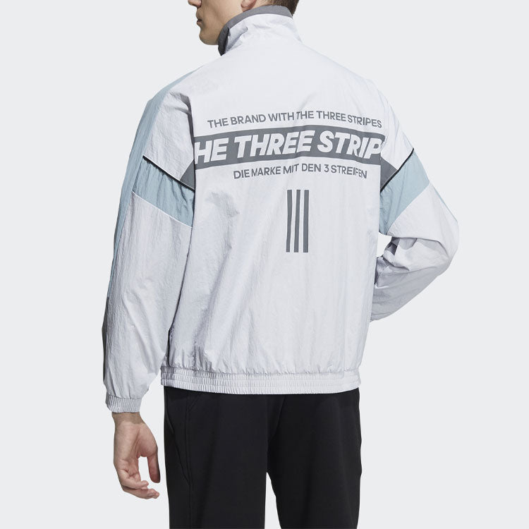 adidas Contrasting Colors Stand Collar Zipper Sports Jacket Gray HD0078