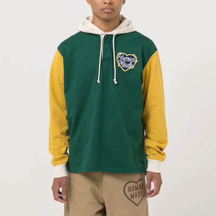 HUMAN MADE Rugby Shirt Hoodie 'Green' HM24CS013
